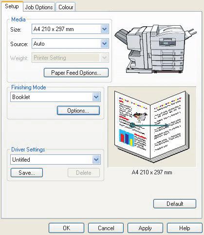 PCL DI WINDOWS 1. Nella scheda [Impostazione] del driver, richiamare le [impostazioni driver] salvate che si desidera utilizzare. 2.