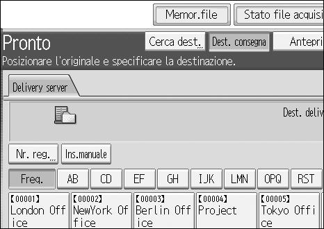 Recapito di file scansiti Passare alla schermata Network Delivery Scanner La presente sezione illustra come passare alla schermata Network Delivery Scanner.