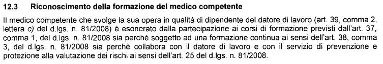 IL MEDICO COMPETENTE DIPENDENTE DEL DATORE DI LAVORO NON E