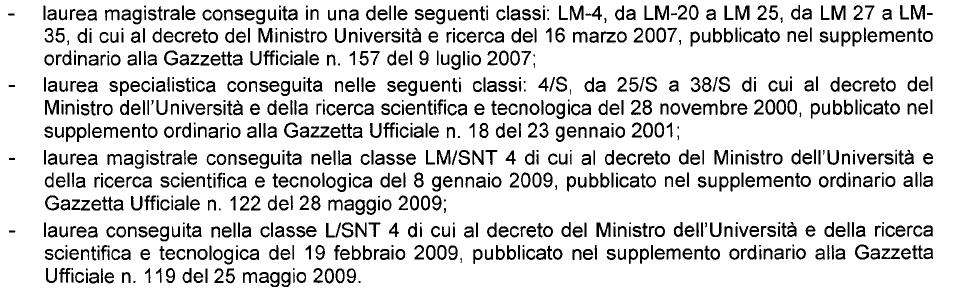 ALTRE LAUREE INDIVIDUATE tutti i diplomi di laurea del vecchio ordinamento di