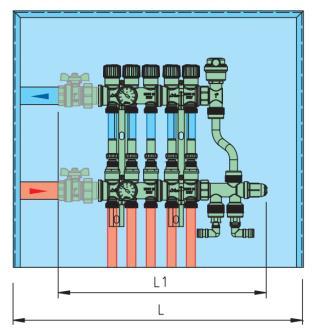 Montaggio ad incasso, anche in pareti con scatolato da 80 mm intonacato da 2606.10.02 1000x500 entrambe le parti.