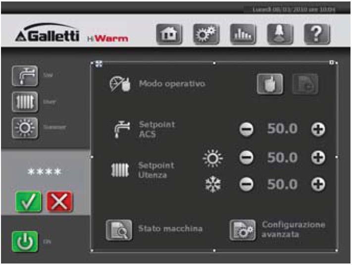 CONTROLLO DI BORDO Sulle unità HiWarm vi è la possibilità di installare un Display Touch Screen da 10,4 con sistema operativo Windows CE.