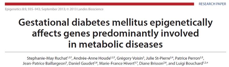 Campioni di placenta e cordone ombelicale sono stati ottenuti da neonati esposti o meno a diabete gestazionale La metilazione del DNA