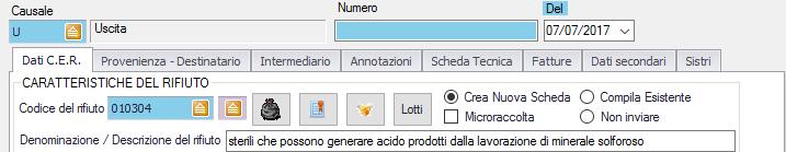 Sulla creazione del nuovo formulario, seleziona la voce Crea Nuova Scheda e compila il formulario con i dati in tuo possesso.