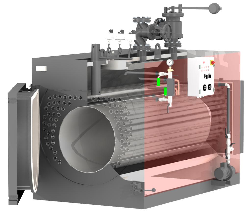 Tipologie costruttive La gamma di generatori industriali Sile è costituita da modelli a tre giri effettivi di fumo (uno nel focolare e due nei fasci tubieri lisci senza turbolatori)