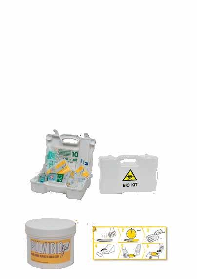 KIT SPECIALI KIT - RACCOLTA LIQUIDI BIOLOGICI Particolarmente indicato per luoghi come: ospedali, studi dentistici, case di cura, ricoveri, sale prelievi, scuole.