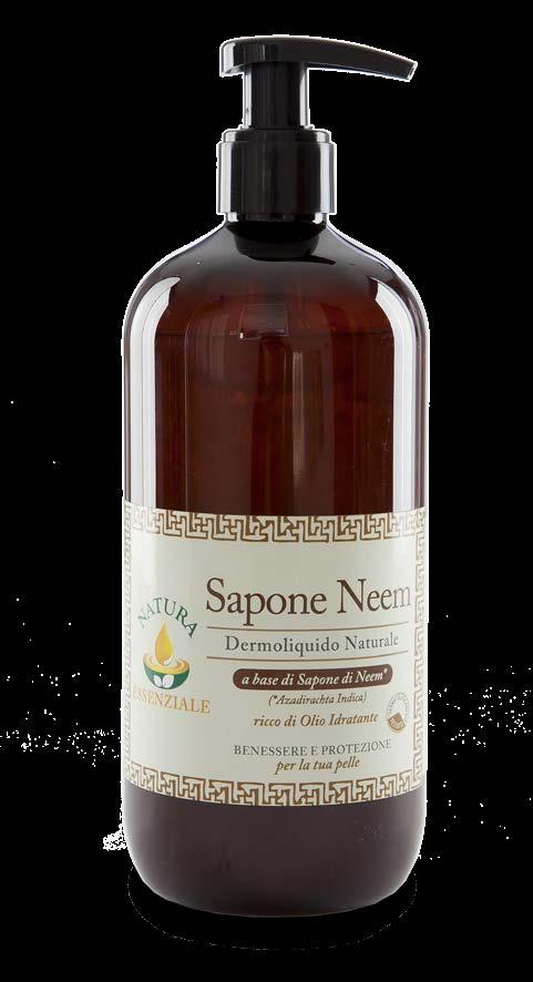 Cura della pelle È un vero sapone liquido, in quanto ottenuto esclusivamente dalla saponificazione di puro Olio di Neem biologico (Azadirachta Indica Seed Oil) e Olio di Cocco (uso alimentare).