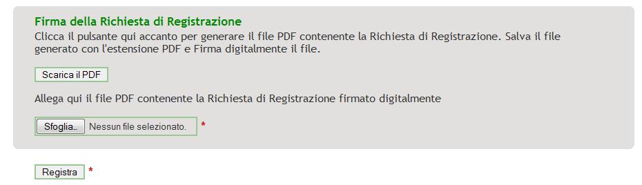 Firma della Richiesta di Registrazione In generale per i documenti scaricabili dalla piattaforma, da firmare digitalmente e ricaricare in SINTEL, si raccomanda di non effettuare il salvataggio in