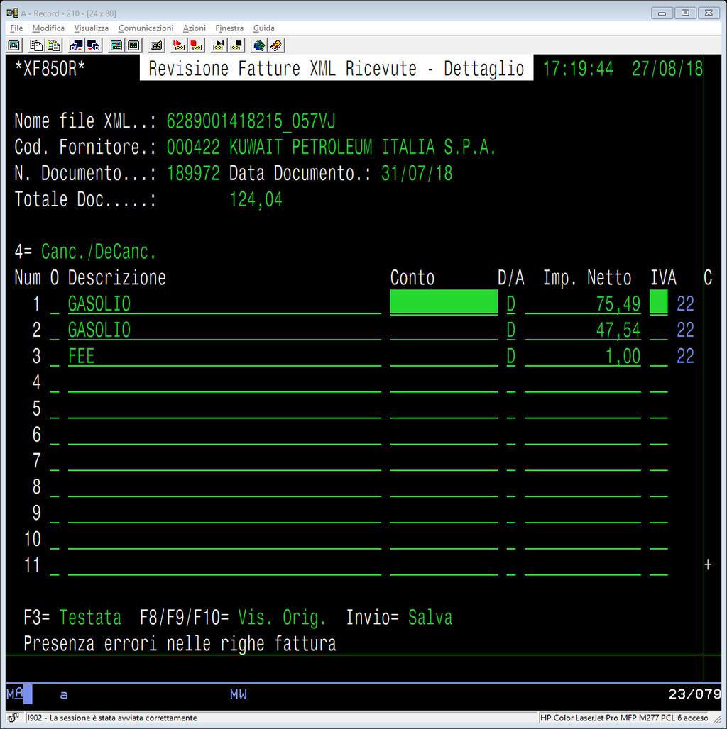 e nella parte del dettaglio inserendo eventuali dati mancanti oppure modificando i default proposti.