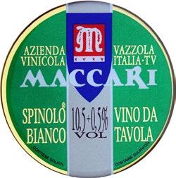 MACCARI SPINOLO BIANCO FRIZZANTE Gradazione Alcolica: 11% Colore: Giallo paglierino Profumo: Fruttato e floreale Sapore: Piacevolmente