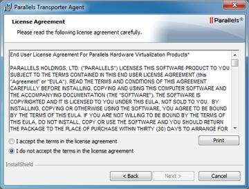 Installazione di Parallels Transporter Agent Installazione di Parallels Transporter Agent in Windows Per iniziare l'installazione di Parallels Transporter Agent, inserisci il DVD d'installazione