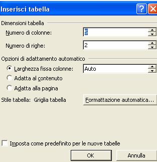 22 COME CREARE UNA TABELLA Creare una tabella 1.