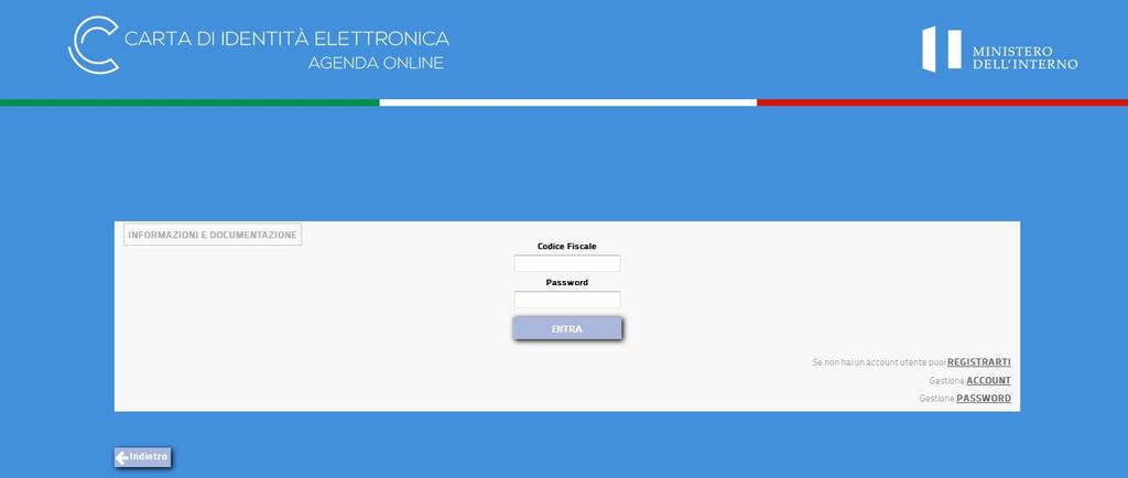 Modalità di prenotazione appuntamento per il rilascio della carta di identità elettronica Da questa prima pagina il cittadino può: 1) accedere, se già