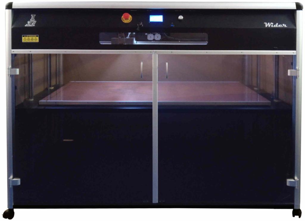 Wider Wider stampante 3D con tecnologia di stampa FFF (Fused Filament Fabrication) permette di realizzare oggetti e prototipi di grandi dimensioni in un'unica stampa grazie al suo piano di stampa che