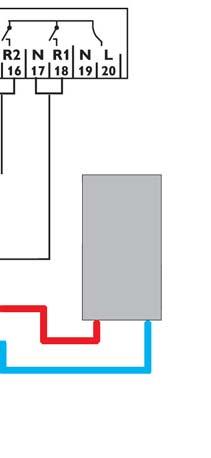 ASSEGNAZIONE DEI MORSETTI: sistema 2 Sistema solare e riscaldamento integrativo con 1 serbatoio, 3 sonde e riscaldamento integrativo.