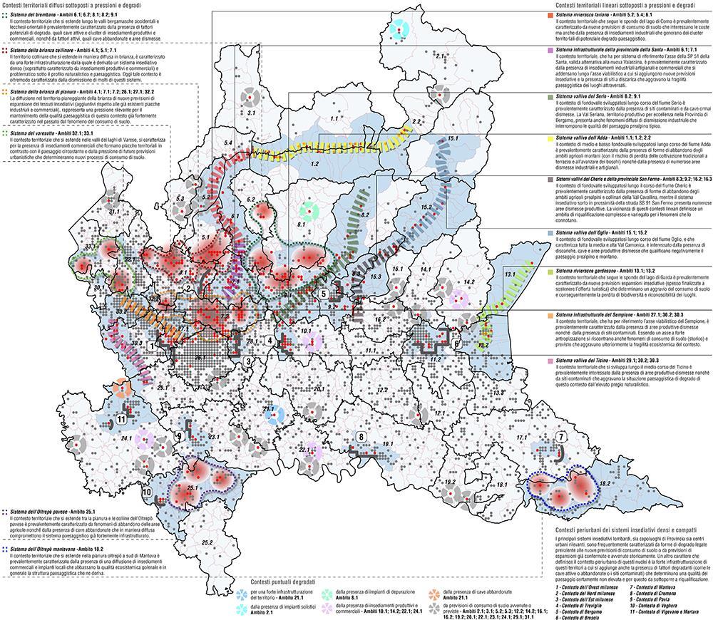 Gli ambiti di coesione e riqualificazione paesaggistica I contesti da riqualificare» Tavola PR5 Concentrazione fenomeni di