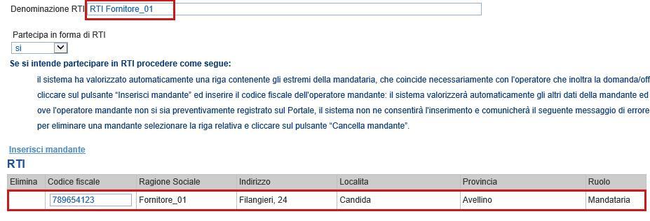 24 LINEE GUIDA PER OPERATORI 2. Eventuali informazioni sulla RTI (Raggruppamento Temporaneo d Imprese) nel caso si voglia partecipare in forma associata; (Istruzioni per la Compilazione) NB.