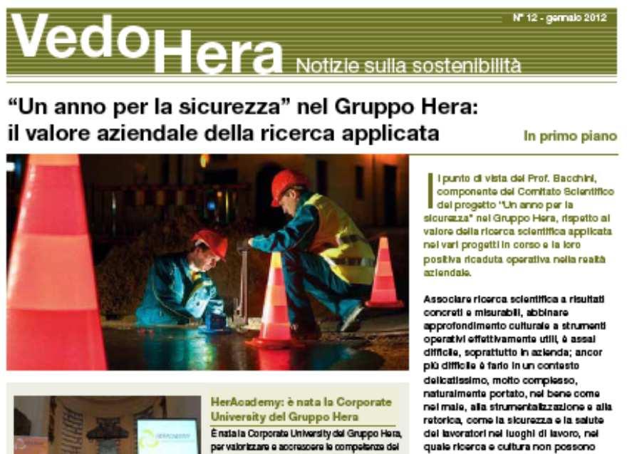 VedoHera: la newsletter sulla sostenibilità, la qualità, la sicurezza e l ambiente VedoHera è la newsletter on