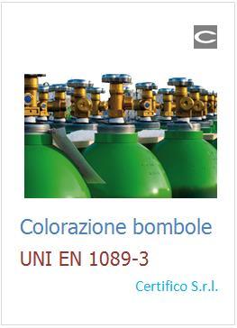 Colorazione Bombole UNI EN 1089-3: Fonte VVF Con i Decreti del 7 gennaio 1999 (Codificazione del colore per l'identificazione delle bombole per gas trasportabili) e del 14 ottobre 1999 (Nuova
