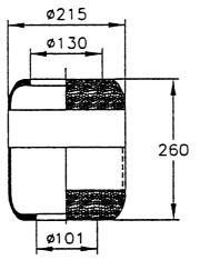 MEMBRANE / BELLOWS 97261 bellow 1S 285-18 C 8160165 Sospensione per autocarro (asse centrale): Truck suspension (middle axle): IVECO Eurotech MP 400E (collarino differenziato) (different diameters at