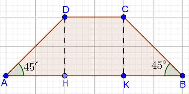 Appunti di Matematica ) Considera un trapezio isoscele ABCD avente gli angoli adiacenti alla base maggiore di e siano H e K i piedi delle