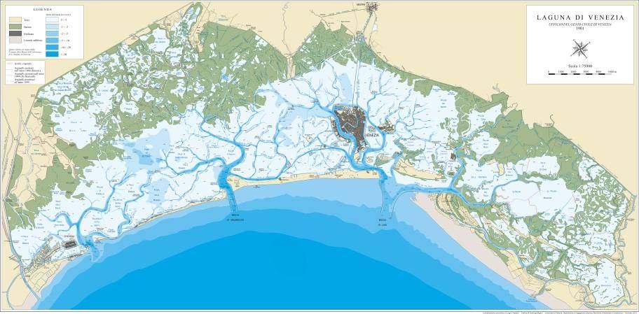 Carta idrografica della laguna di Venezia all inizio del XX secolo