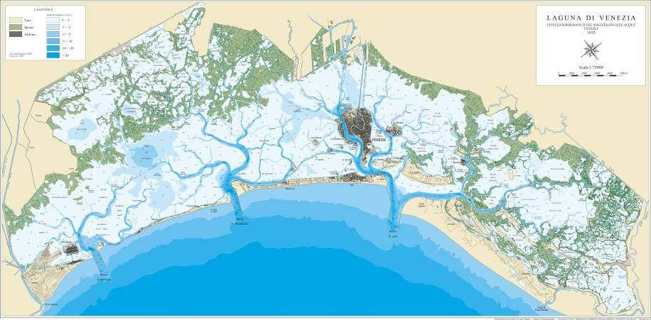 Carta idrografica della laguna di Venezia nel 1932 Ricostruita