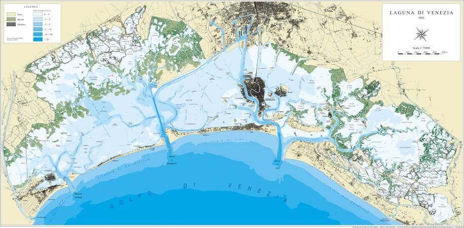 Carta idrografica attuale della laguna di Venezia ricostruita