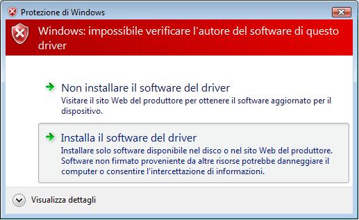 5 Installazione driver stampante 8. Controllare che il percorso sia corretto e cliccare sul bottone Avanti. 9. Al messaggio "Windows: impossibile verificare.