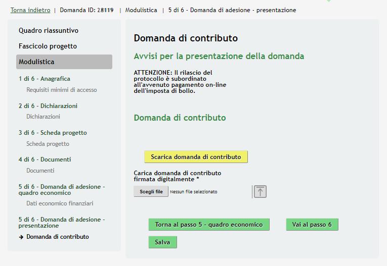 3.6 Modulo 5 di 6 Domanda di adesione presentazione.