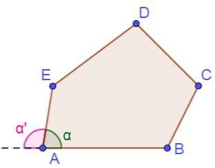 α + α = 180 Si chiamano diagonali i segmenti che si ottengono collegando i vertici NON consecutivi di un poligono. I segmenti AC, AD, BE, BD, CE sono le diagonali del poligono ABCDE.