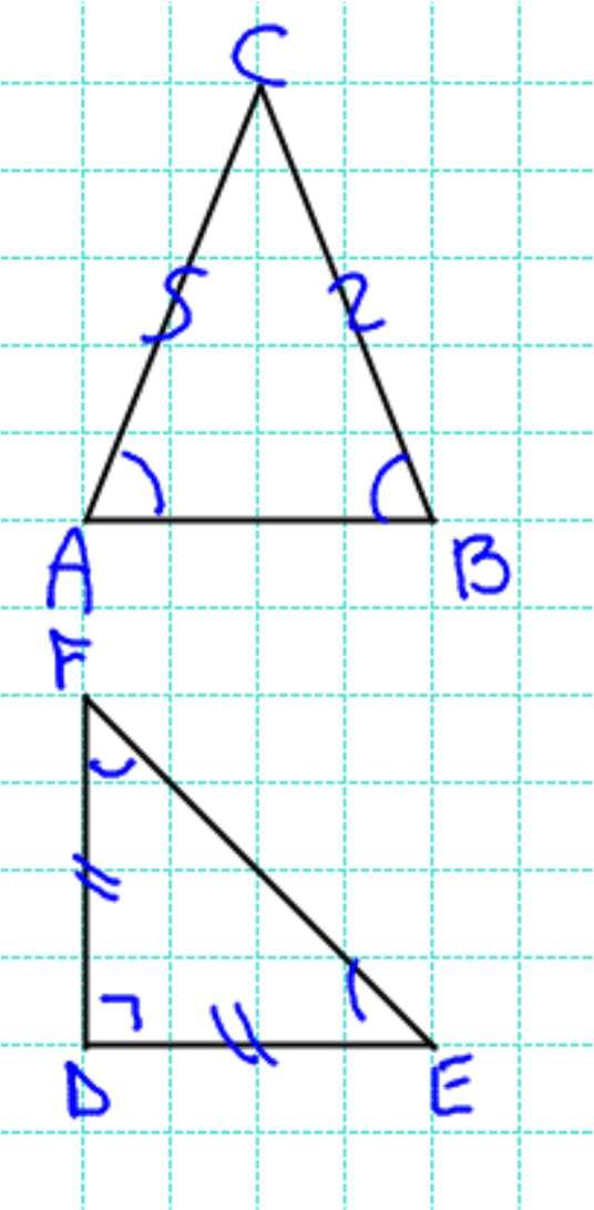 Anche gli angoli sono diversi: A B C 2. Triangolo isoscele: quando ha due lati congruenti.