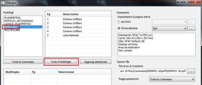 Multifoglio FOGLI Stampa Fogli All interno della finestra Stampa: