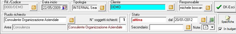 DEFINIZIONE DETTAGLI Una volta creata una commessa è possibile storicizzare tutte le azioni relative alla commessa, tramite la schermata Gestione della commessa.