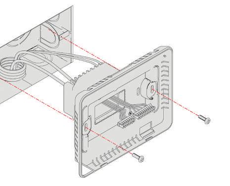 Per installare l apparecchio su scatola portafrutto moduli rompere le due alette laterali. a. Montare il modulo add-on sul retro del termostato tenendo i connettori rivolti verso l alto e fissarlo con le viti come da figura.