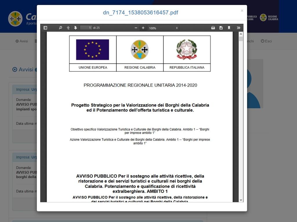 4. Generazione file PDF Terminata la fase di caricamento della documentazione, l utente dovrà cliccare il bottone Genera Documento PDF presente in fondo alla pagina.