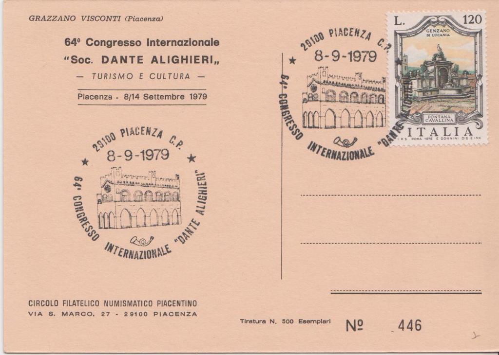 8 settembre 1979. Congresso internazionale Dante Alighieri a Piacenza.