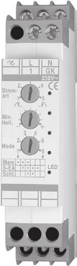 ETD2E9 Universal pushbutton dimmer for ED lamps 230 V for standard 35 mm rail Dimmer universale regolabile per lampade ED a 230 Vac per guida DI 35 Voltage Tensione 230 V Frequency Frequenza 50 Hz