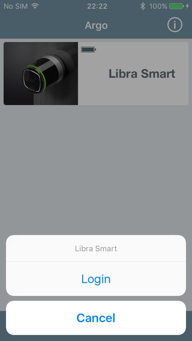 Tap and hold Libra Smart to show Login functionality.