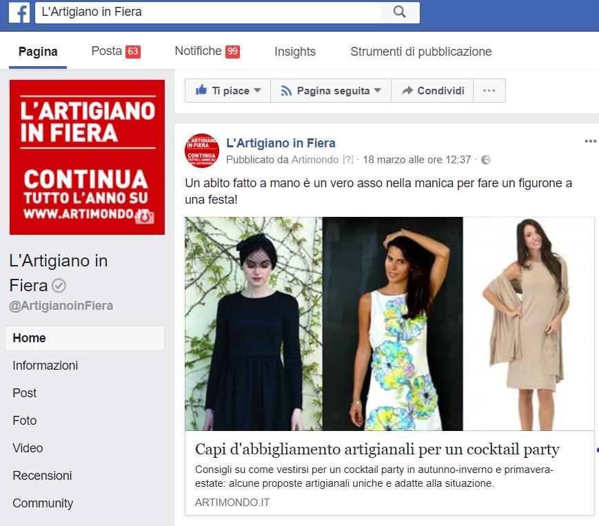 SOCIAL NETWORK Il Salone sarà promosso su Facebook e Instagram, attraverso la pubblicazione di contenuti testuali e grafici, gallery