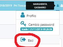 Nel caso sia un docente diverso da Docente 1 occorre uscire dal sistema, qualora non lo abbia fatto lo stesso Docente 1 cliccando sull omino blu in alto a destra e poi ESCI.