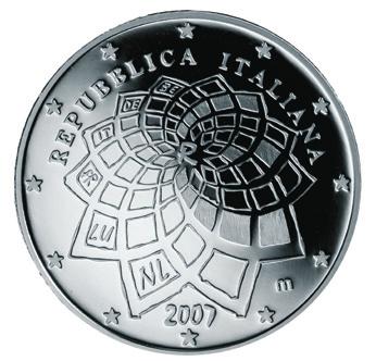 NOVEMBRE 2012 Emissione di moneta d argento, da 10 euro finitura fondo a specchio, serie Europa Star Programme celebrativa il 50 anniversario dei Trattati di Roma.