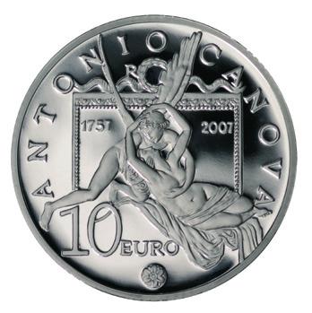 APRILE 2012 Emissione di moneta d argento, da 10 euro, finitura fondo a specchio, celebrativa il 250 anniversario della nascita di Antonio Canova.