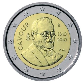 LUGLIO 2012 Emissione di moneta bimetallica da 2 euro commemorativa, in finitura fior di conio e fondo a specchio, celebrativa il 200 anniversario della nascita di Camillo Benso Conte di Cavour.