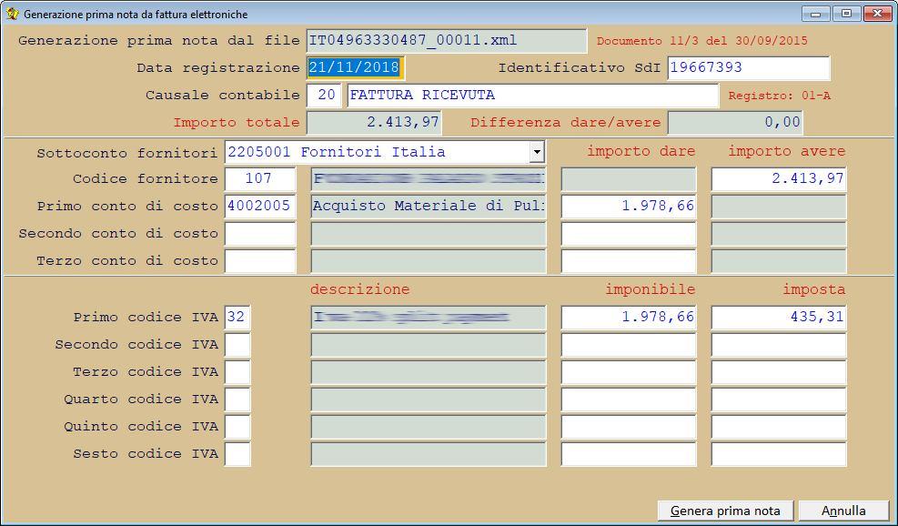 A questo punto verrà visualizzata la schermata contenente i dati ricavati dal file XML.