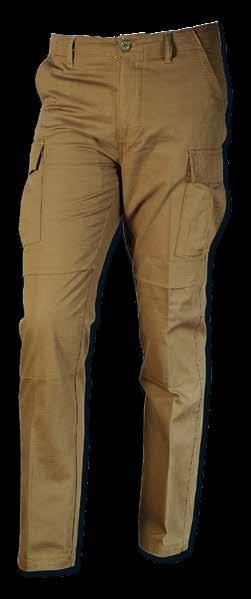 Two cargo pockets with flap and two back pockets with flap. Available sizes 44-60.