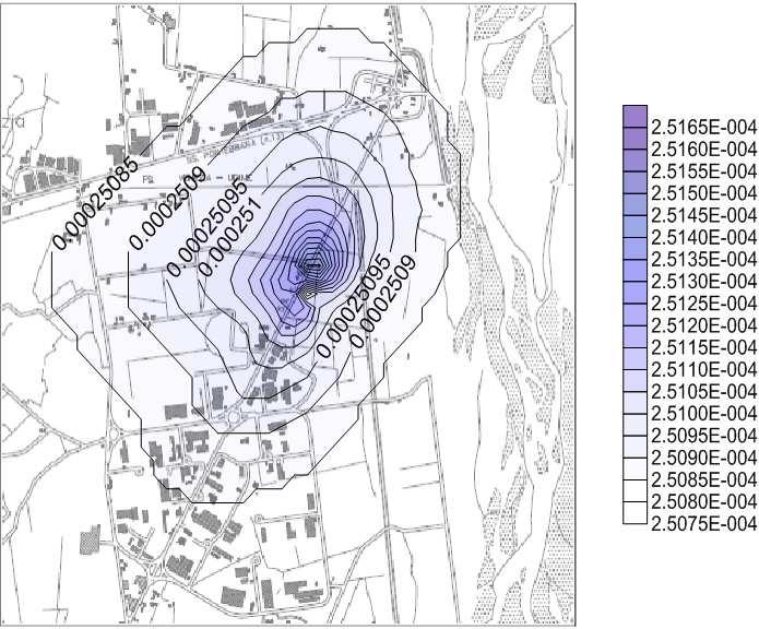 4.2 Ossido di carbonio In Figura 27 è rappresentato l isocontorno di concentrazione al livello del suolo per l ossido di carbonio.