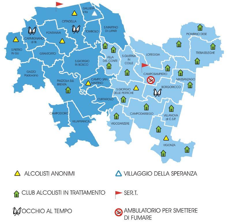 circondario di Carmignano di Brenta sono presenti tre gruppi di Alcolisti Anonimi e a Cittadella è