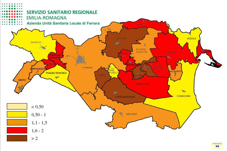 In Provincia di Ferrara Ferrara si colloca al 7 7 posto per utenza in carico ai Centri Alcologici,, dopo BO, MO, RE, PR e prima di Imola, Rimini, Cesena e Forlì (Osservatorio, 2006) 1.