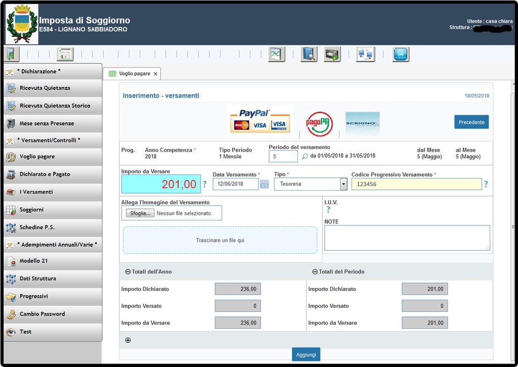 Dopo aver effettuato il pagamento con una delle modalità sopra indicate, si potrà